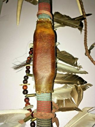 Vintage Native Indian Hand Made Medicine Man Ritual Dance Stick - wood antler 3