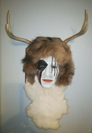 Deer Antler Mask Mixed Media By Native American Ray Cobain