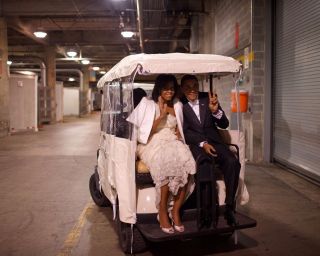 President Barack Obama And Michelle Ride In Golf Cart Inaugural Ball Photo Print
