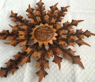 Vintage Wooden Hand Crafted Carved Wall Decor German Swiss Edelweiss Flower