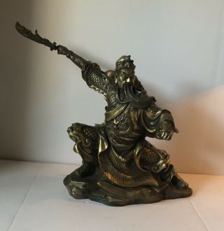 11 " Brass Chinese Guan Gong Guan Yu Fighting Warrior Statue