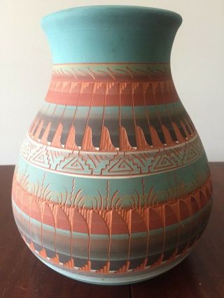 Vintage Signed Dennison Billy Navajo Pottery Vase