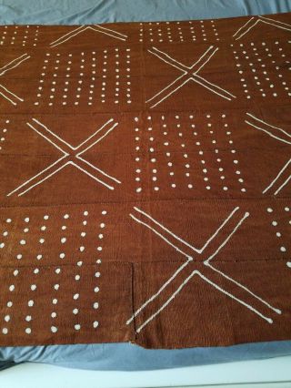Authentic African Handwoven Rust Mud Cloth Textile From Mali Size 66 " X 39.  5 "