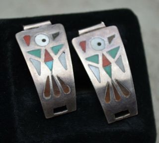 Navajo Native American Inlay Sterling Silver Turquoise Thunderbird Watch Tips