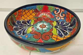 Talavera Bowl Large Mexican Pottery Platter Dish Serving Folk Art 11 " Casserole