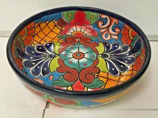 Talavera Bowl Large Mexican Pottery Platter Dish Serving Folk Art 11 