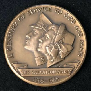 Salvation Army Centennial 1865 - 1965,  2.  75 Inch Diameter Bronze Medallion By Maco