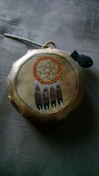 Handpainted 10 " Diameter Native American Hand Drum In