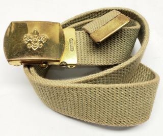 Official Bsa Boy Scout 32 " Long Strap Uniform Belt W/brass Belt Buckle