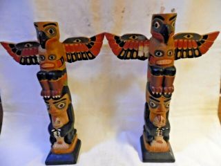 Indian Totem Poles Hand Carved And Painted