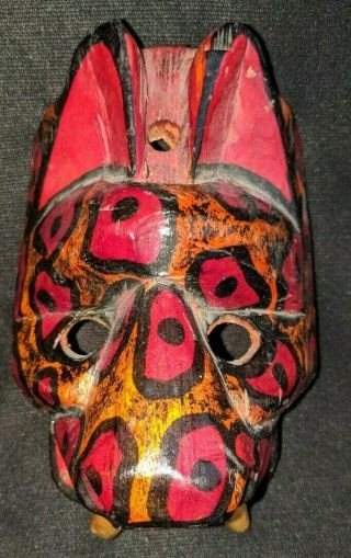 Mexican Dance Mask,  Vintage Wood Carved Mask Decor