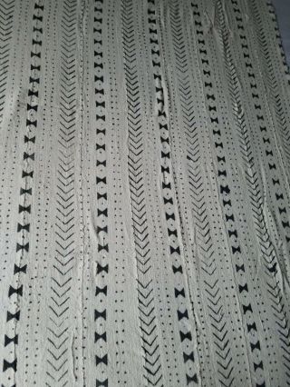 Authentic African Handwoven Mud Cloth Fabric From Mali Size 63 " X 41 " White/blk