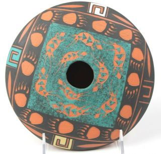 Signed J.  S.  Lewis Acoma Native American Pueblo Pottery Geometric Vase Nr Alp