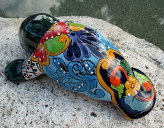 Mexican Folk Art Talavera Pottery Ceramic Manatee Figure Nautical Decor 15 "