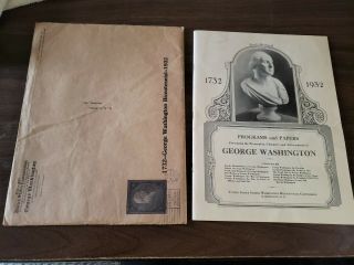 Birth George Washington 1732 - 1932 Bicentennial Paper Program W Envelope Postmark