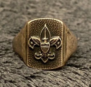 Vintage Sterling Silver Boy Scout Ring - Size 8