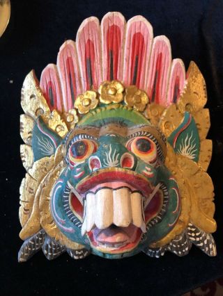 Hand Carved & Painted Wood Balinese Barong Mask,  Tribal Art From Indonesia