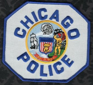 Chicago Illinois Police Shoulder Patch Blue Lettering Blue Border