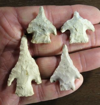 4 Late Archaic To Middle Woodland Drills Or Bird Effigies,  Illinois,  X Browner