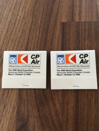 Canadian Pacific Air Official Airline Of Expo 86 Vancouver 2 Matchbooks
