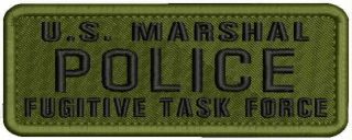 U.  S.  Marshal Police Fugitive Task Force Embroidery Patch 2x5 Hook On Back Od/blk