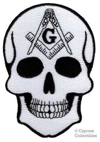 Masonic Skull Embroidered Patch Iron - On Freemason Square Compass Mason Logo