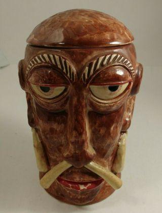 Vintage Mr Bali Hai Headhunter Tiki Mug With Lid & Concave Bottom Omc San Diego
