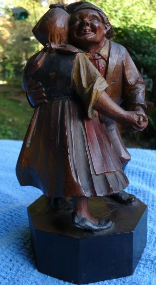 Anri Hand Carved Wooden Statue Man & Woman Dancing.