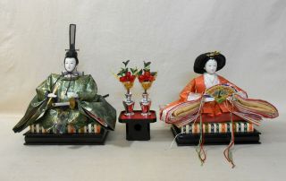 72 Japanese Vintage Hina Doll Odairi - Sama & Ohina - Sama Emperor & Empress W/plum