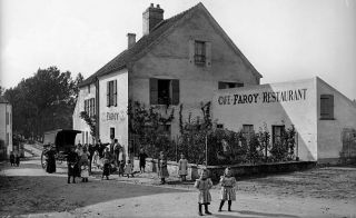Old Photo France Mouroux The Main Street And The Café Restaurant Faroy C1900