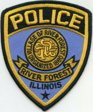River Forest Illinois Il Blue Background Police Patch