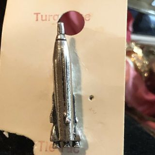Estate Find Vintage Nasa Atlas Rocket Model 3d Silver Tone Lapel/hat/tie Tac Pin