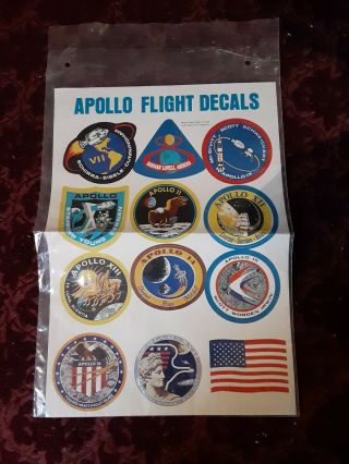 Nos Vintage Nasa Apollo 7 Thru 17 Mission Flight Decals Sticker Set Sheet
