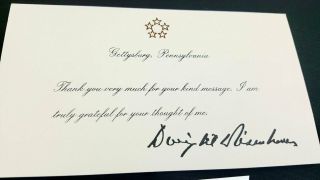 Signed Autopen Dwight D.  Ike Eisenhower Thank You Card.  Gettysburg Pennsylvania 2