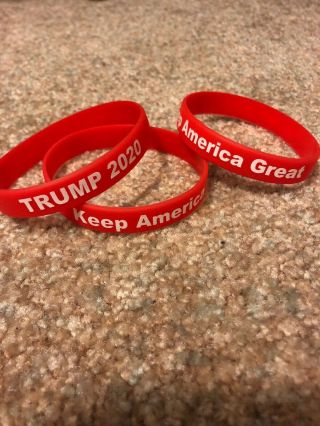 (2) Red President Trump 2020 Keep America Great Silicone Bracelets Wristband
