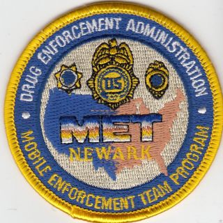 Dea Met Mobile Enforcement Team Program Newark Jersey Police Patch Nj