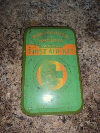 Patina Vintage Boy Scouts Of America First Aid Kit Tin Johnson & Johnson
