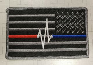 Reverse Thin Red Line Thin White Line Thin Blue Line Fire Police Ems Flag Patch