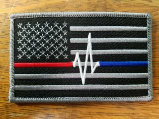 Thin Red Line Thin White Line Thin Blue Line Fire Police Ems Flag Patch