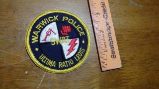 Vintage Warwick Rhode Island Swat Department Obsolete Patch Bx Z 1