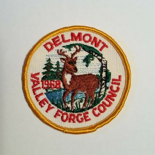 Boy Scout Patch Delmont Valley Forge Council 1968 Bsa 3 " Round W/ Deer Buck Vgc