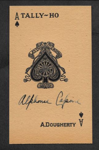 Al Capone Autograph Reprint On Period 1920s 3x5 Card Crd