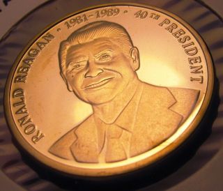 President.  Ronald Reagan Commemorative Coin - Layered In 24k Gold