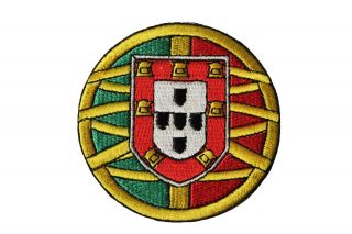 Portugal Country Flag Logo,  Large Round 3 " Inch (7.  5 Cm) Iron On Patch Crest Badge