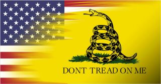2 Pack Usa & Dont Tread On Me Gadsden Flag Vinyl Decal Sticker Made In The Usa