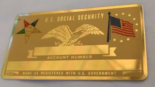 Order Of The Eastern Us Social Security Metal Card Tag Nos Vtg Perma Products​