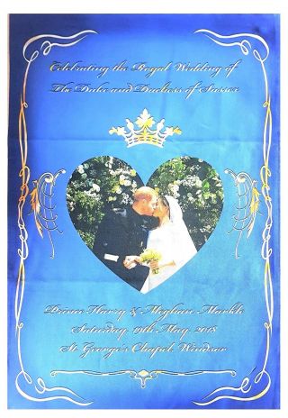 Royal Wedding Kiss Tea Towel Flowers Prince Harry Meghan Markle Souvenir Gift Uk
