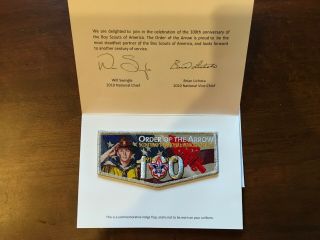 Bsa Oa Order Of The Arrow 100th Anniversary Of Scouting Commemorative Lodge Flap