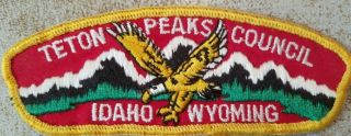 Teton Peaks Council Shoulder Patch Csp T - 2 Idaho Falls,  Idaho Wyoming Merged Bsa