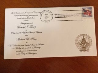 Trump First Day Cover Official Washington D.  C.  Inauguration Postmark 1/20/2017